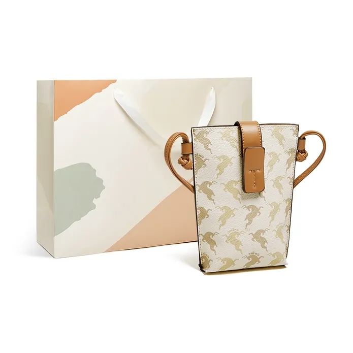 15 MINS PVC Cell Phone Pouch Crossbody Bag Small Bag Women's Bag Regular Women's Coffee/Beige Yellow-4