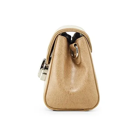 Teenmix Cow Leather With Synthetic Leather Underarm Shoulder Bag, Crossbody Bag Trumpets Women's Black/White/Khaki-11