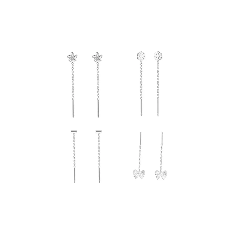 AAJF S999 Silver Drop Earrings Unisex-6