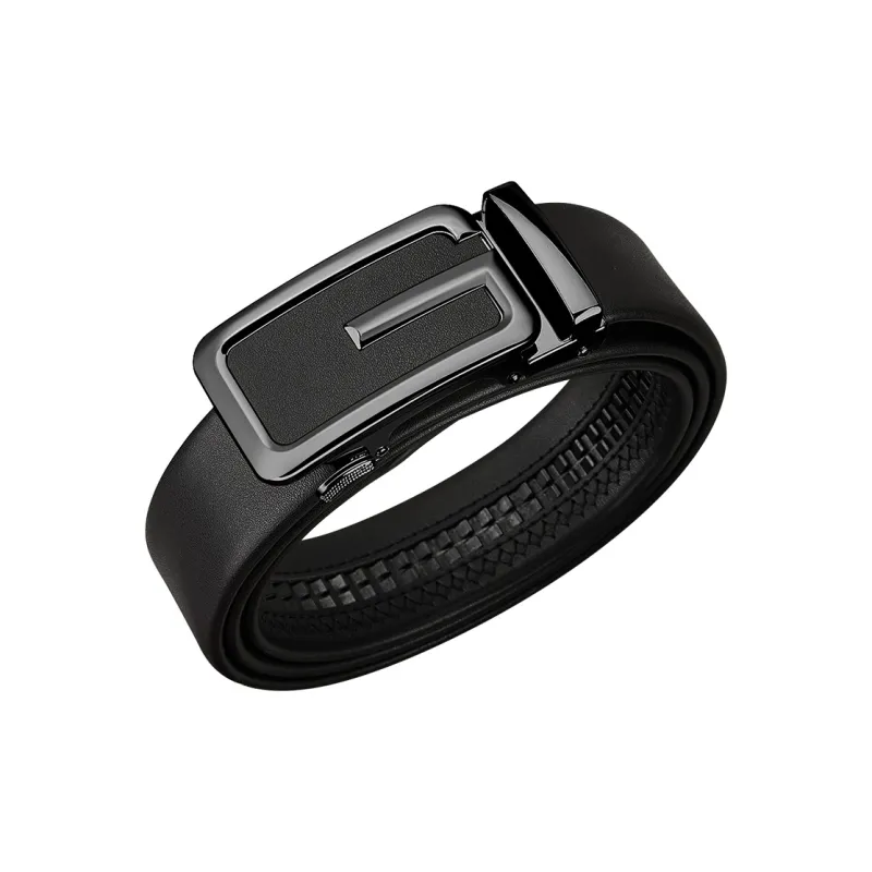 WilliamPOLO Cow Leather Leather Belts Men's Gunmetal 3.5cm Width-1