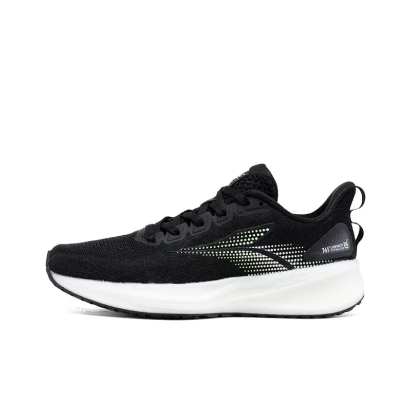 361° Cushioning Wear-Resistant Low-Top Sprint Running Shoes Women's Black White-0
