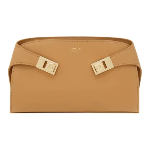 FERRAGAMO Calfskin Shoulder Bag Crossbody Bag Mini Women's Light Camel