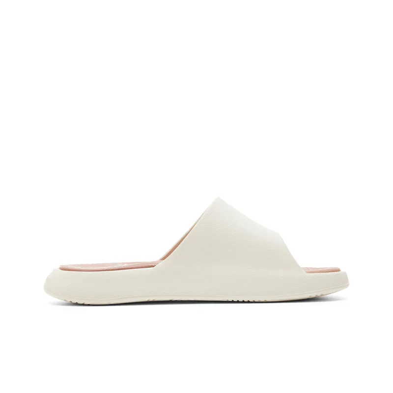 PEAK Slide Slippers Women's Canvas White With Taifei Brown-1