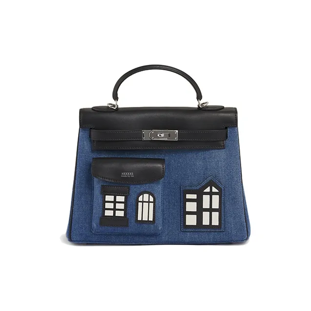 HXXXXS Cow Leather Handbag Medium Size Women's Black-1