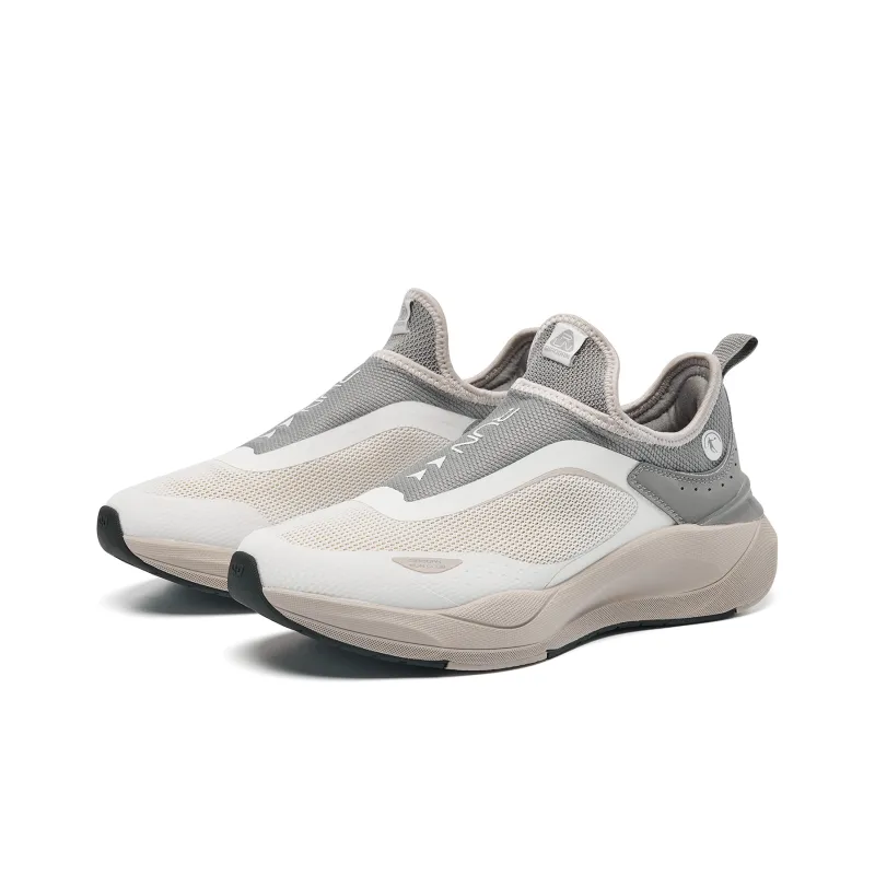 QIAODAN Shock Absorbers With Slip Resistant And Abrasion Resistant Properties Low Top Casual Running Shoes Men's Ivory-5