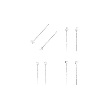 AAJF S999 Silver Drop Earrings Unisex