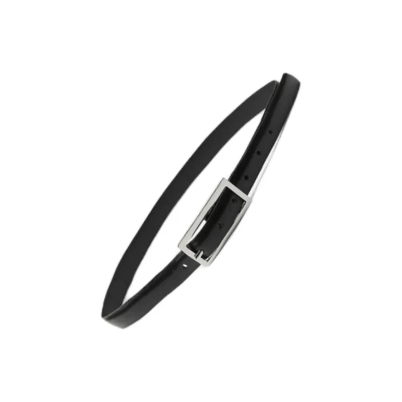 ZARA Solid Color Design Pin Buckle Leather Belts Women's Black Width: 2cm-1