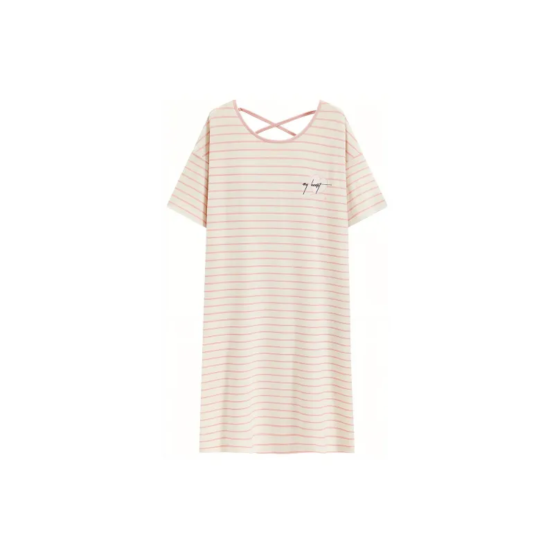 CAIHENGTONG Nightgown Women's Pink White-0