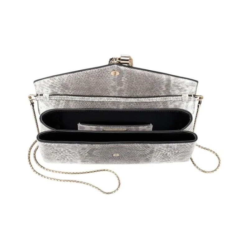 BVLGARI Snake Skin Clutch Women's White-3