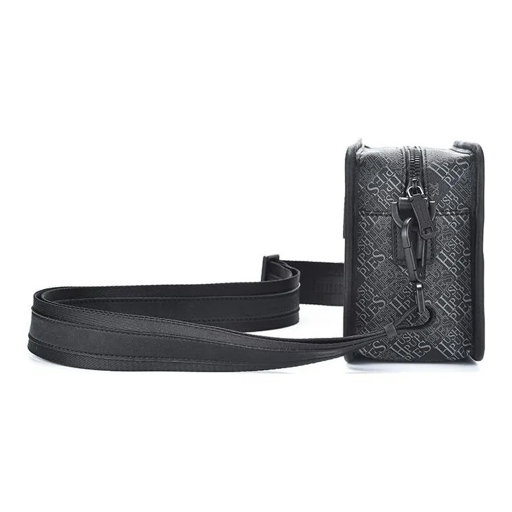 Hush Puppies Cow Leather Crossbody Bag, Shoulder Bag Men's Black-3