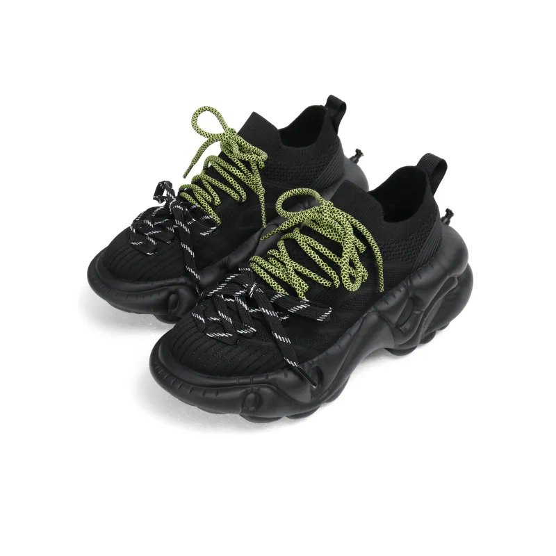 ZERO COSMOS Breathable Height Increase Low Top Chunky Sneakers Unisex Black-1