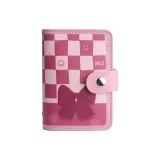 Pink Plaid Bowknot 20 Cards+2 Driver's License Slots