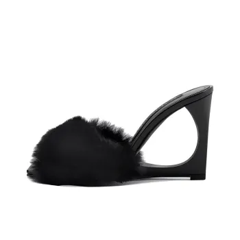 Les Petits Joueurs Slide Slippers 10cm Women's Black