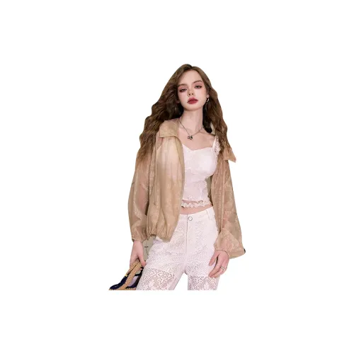 ELF SACK Cropped Coats Women's Lustrous Light Brown