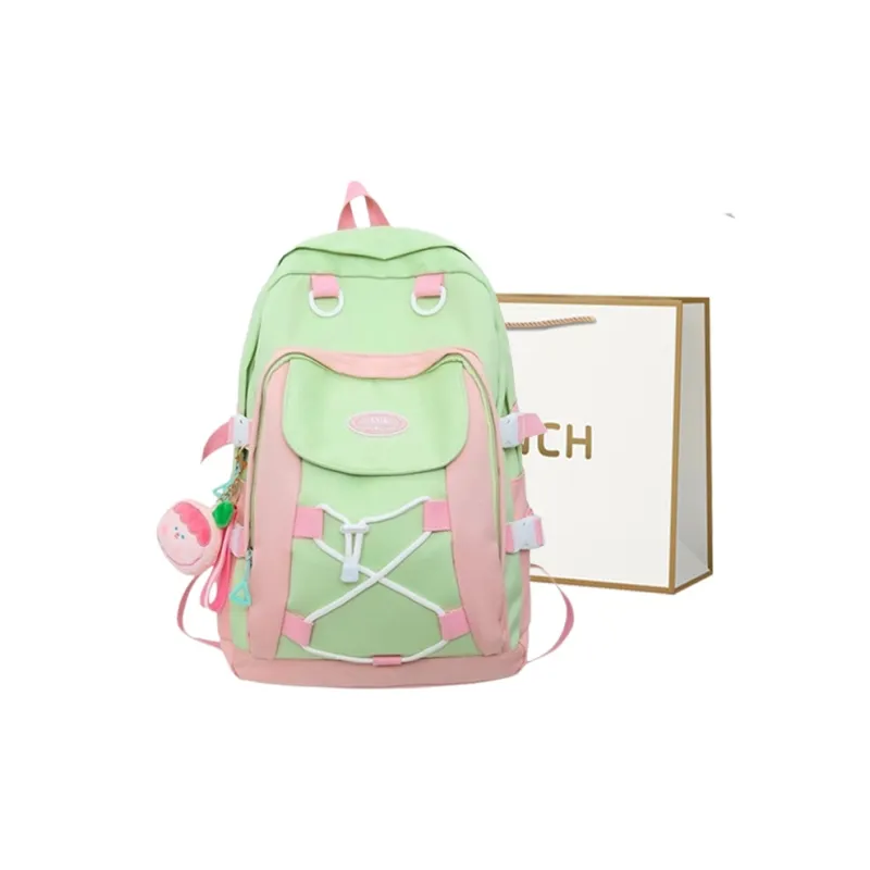 BRINCH Nylon Backpack Regular Women's Ecru/Black/Green/Blue/Brown-7