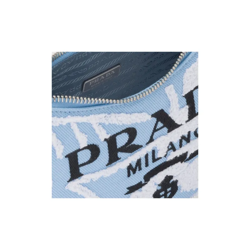 PRADA Re Edition Fabric Shoulder Bag, Handbag Women's Blue/White-4