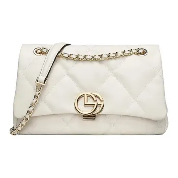 GOLDLION Cow Leather Crossbody Bag, Shoulder Bag Women's Ecru/Black/Blush Pink