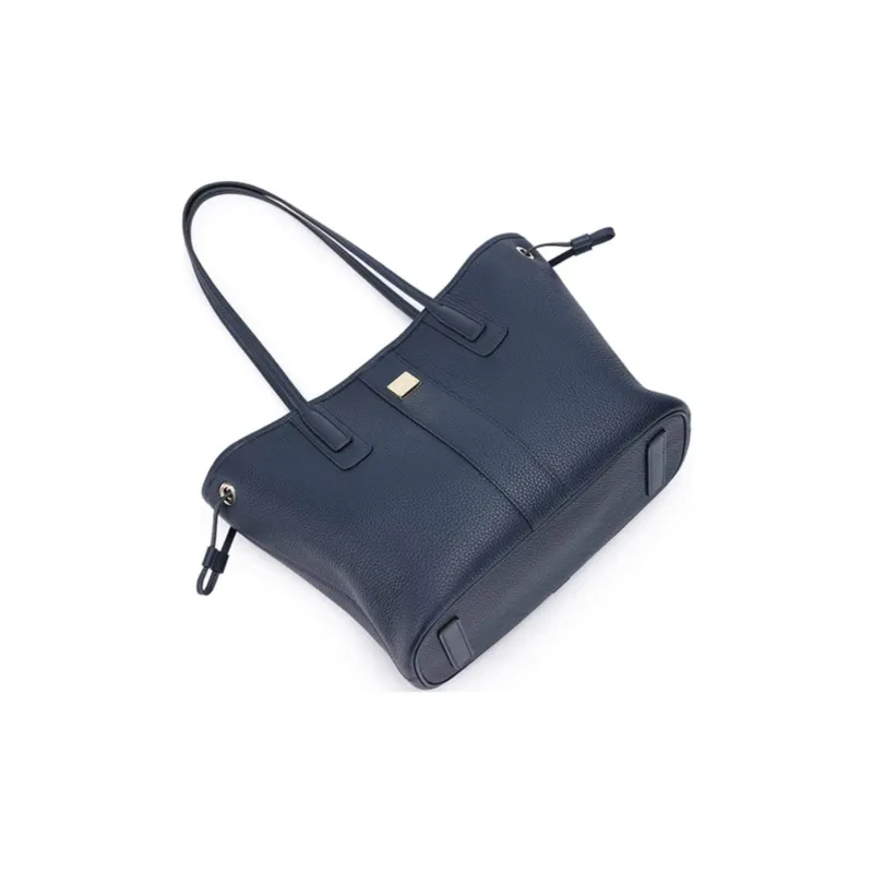 GOLDLION Cow Leather Tote Bag, Shopping Bag, Handbag, Shoulder Bag Women's Blue/Black-10