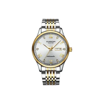 GUANQIN GJ16136.JGD Mechanical Movement Stainless Steel Watchband Watch Men's Watches Silver Dial