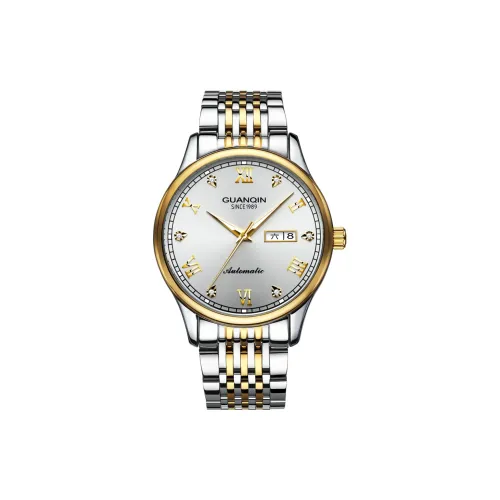 GUANQIN GJ16136.JGD Mechanical Movement Stainless Steel Watchband Watch Men's Watches Silver Dial