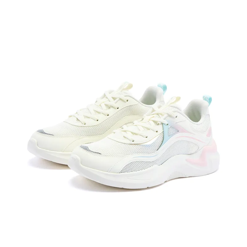 QIAODAN Cushioned Anti Slip Wear Resistant Breathable Lightweight Low Top Running Shoes Women's Ivory Cloud Pink-3