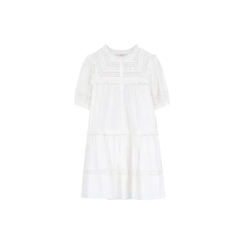 ELF SACK Short-Sleeved Dresses Women's Lace White