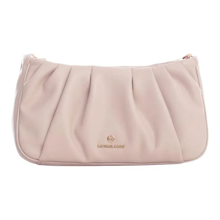 MICHAEL KORS Hannah Leather Shoulder Bag, One Shoulder Clutch Small Size Women's Soft Pink-0