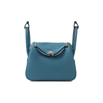 HERMES Lindy Taurillon Clemence Leather Handbag Shoulder Bag Crossbody Bag Mini Women's D2 New Bleu Jean Denim Blue