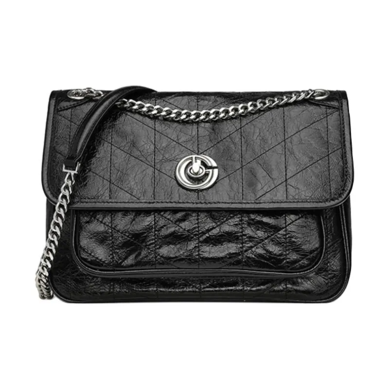 GOLDLION Cow Leather Crossbody Bag Shoulder Bag Women's Black-0
