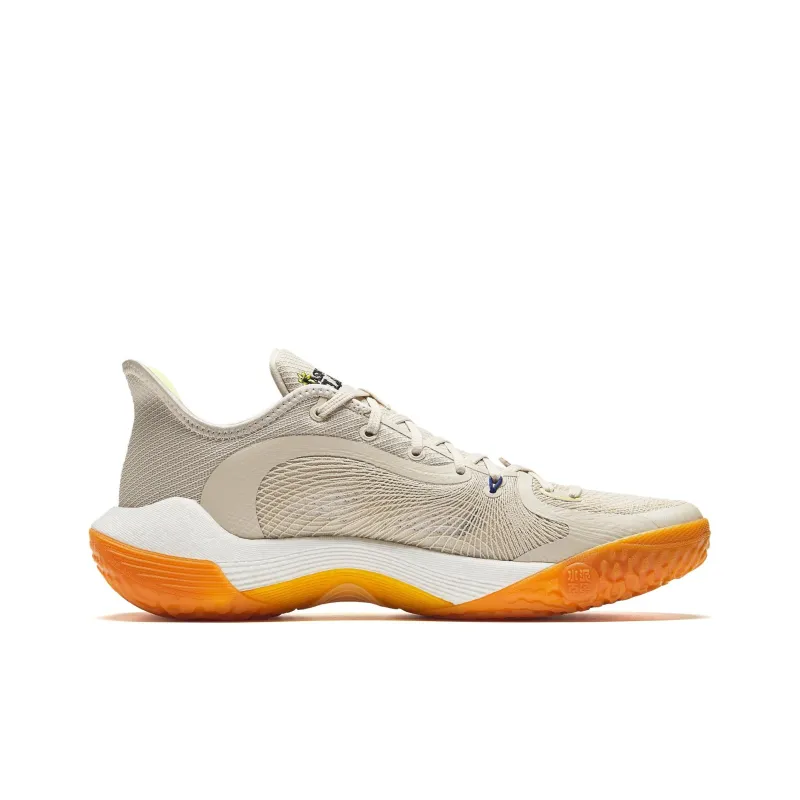 Anta 3 Point Rain 2 Shock Absorbers With Slip Resistant Features Low Top Basketball Shoes Men's Beige Orange Green-1