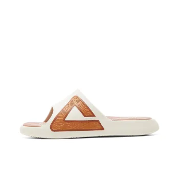 PEAK Slide Slippers Women's Canvas White With Taifei Brown