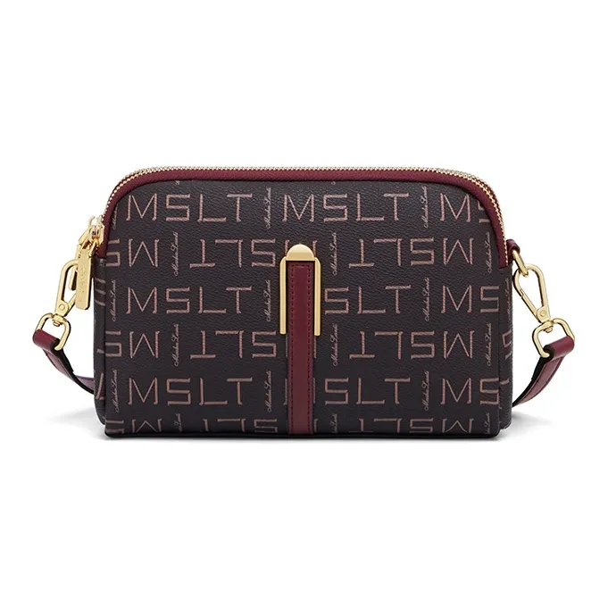 MashaLanti PVC Synthetic Leather Shoulder Bag, Crossbody Bag Regular Women's Burgundy-1