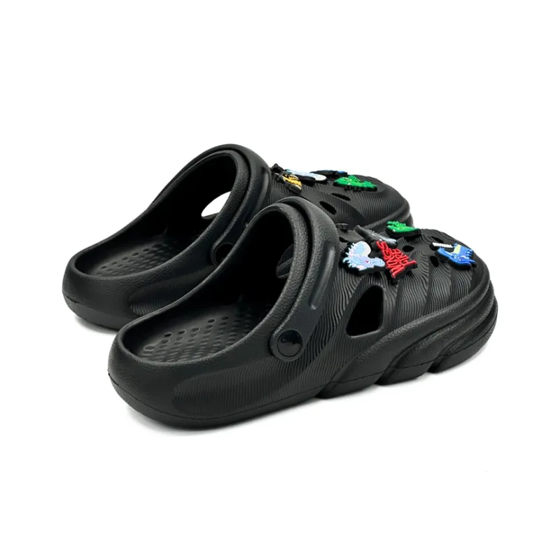 OUBT Dragon Pattern Upper Design Clogs Men's Black-3