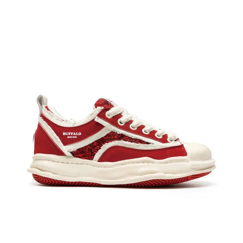 BUFFALO BOUND Anti Slip Wear Resistant Low Top Skateboard Shoes Men's Red-1