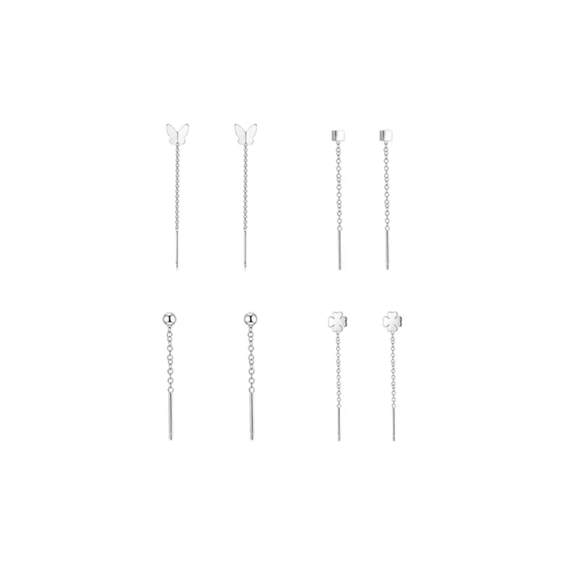 AAJF S999 Silver Drop Earrings Unisex-3