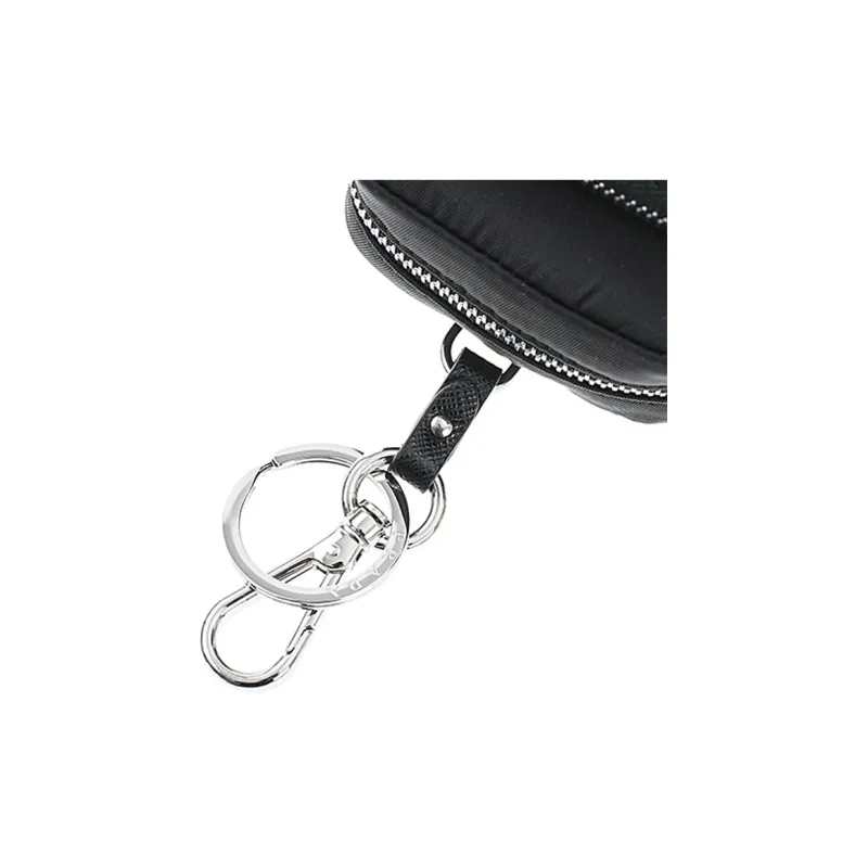PRADA Nylon And Saffiano Leather Coin Purse Unisex Black-3