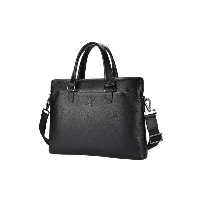 Hush Puppies Cow Leather Briefcase, Shoulder Bag, Crossbody Bag, Handbag Tubas Men's Black-1