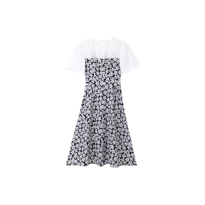 NAWAIN Short Sleeved Dresses Women's Black With Print-1