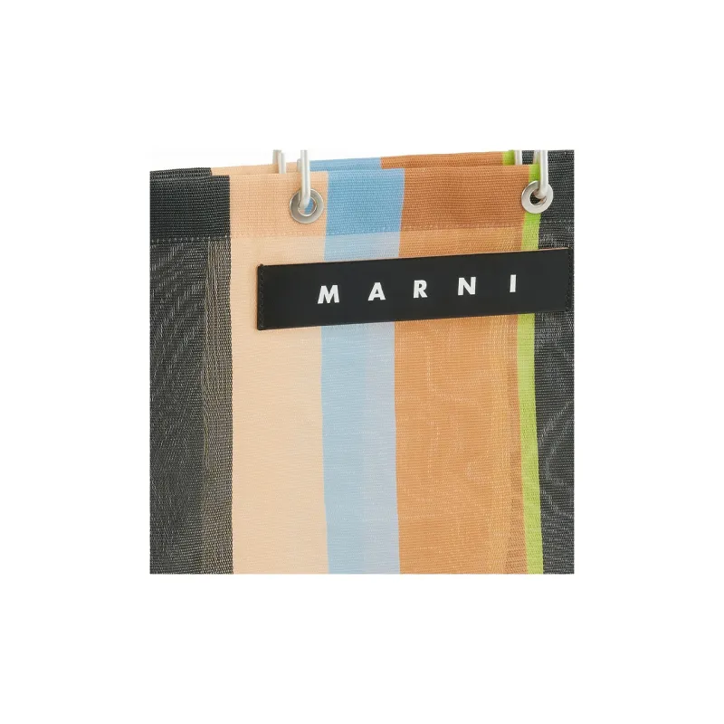 MARNI Polyamide Tote Bag Shopping Bag Handbag Medium Size Women's Multicolor & Brown-3