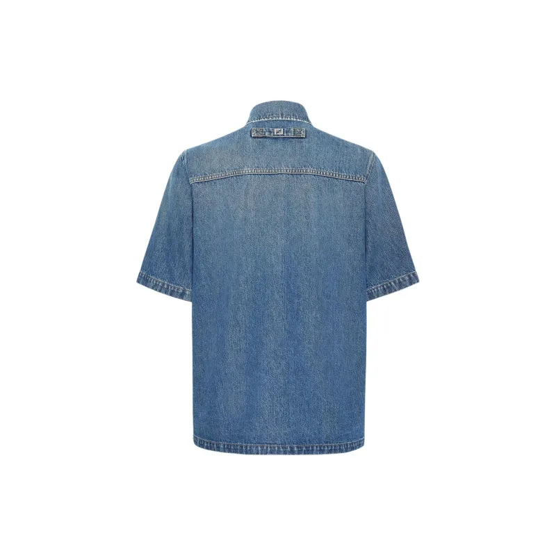 FENDI Short Sleeved Buttoned Denim Shirt-1