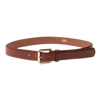 ZARA Solid Color Design Leather Belts Women's Brown