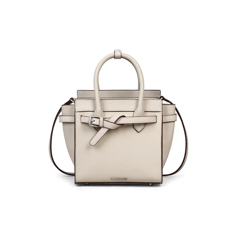 MILLIE'S Cow Leather With Synthetic Leather Handbag Regular Women's Ecru-3
