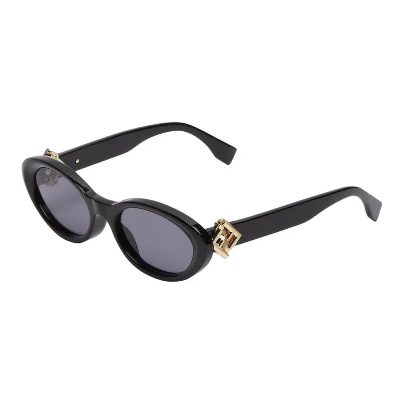 FENDI Acetate Metal Oval Sunglasses Women's Black-0