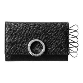 BVLGARI Calfskin Key Pouch Men's Black