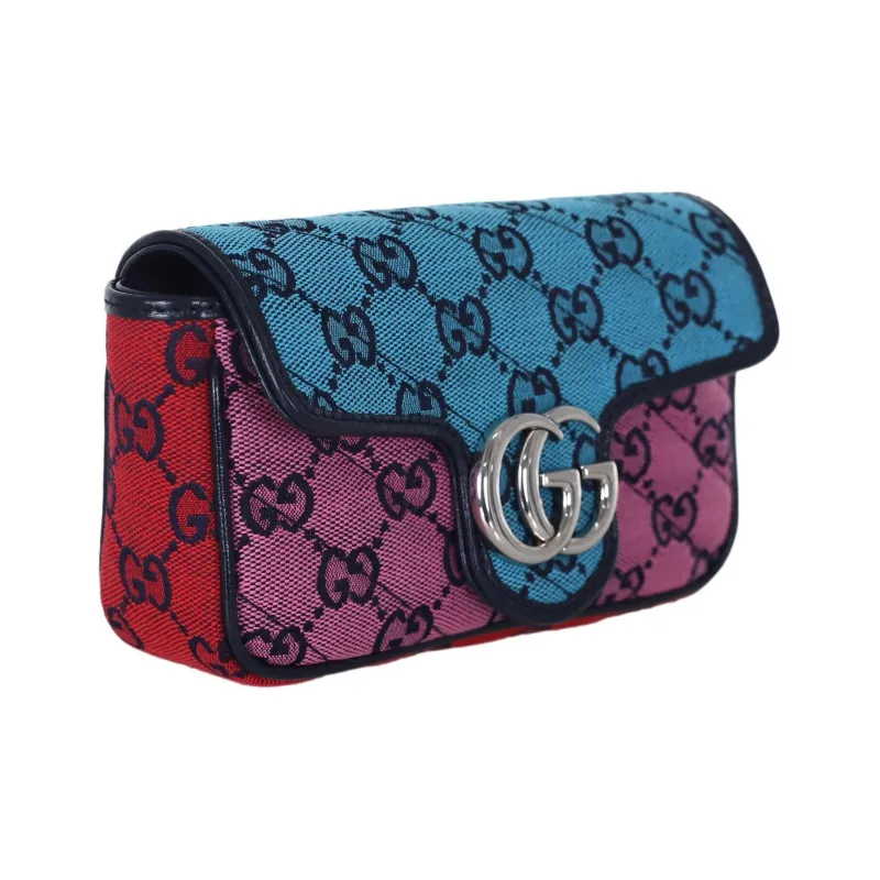 GUCCI Marmont Canvas Suede Shoulder Bag Crossbody Bag Extra Mini Women's Multicolor-1