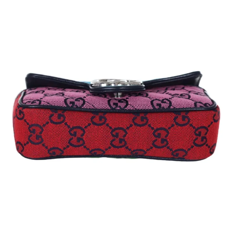 GUCCI Marmont Canvas Suede Shoulder Bag Crossbody Bag Extra Mini Women's Multicolor-4