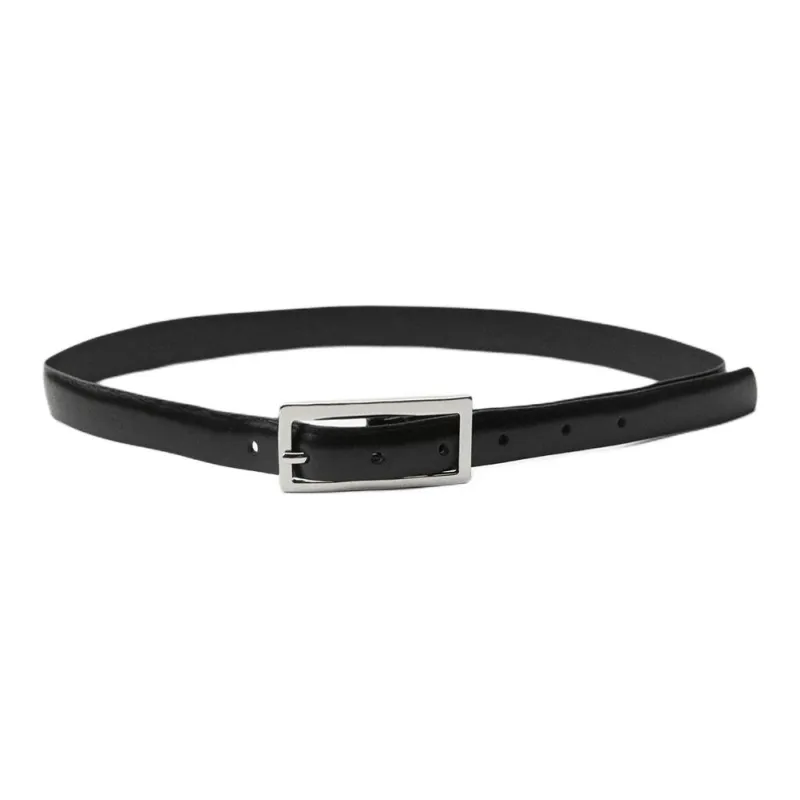 ZARA Solid Color Design Pin Buckle Leather Belts Women's Black Width: 2cm-0