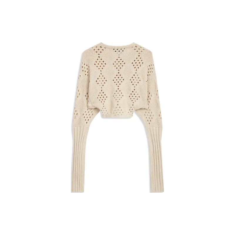 Open Yy ARGYLE POINTELLE KNIT BOLERO Knitwear Women's BEIGE/Beige-1