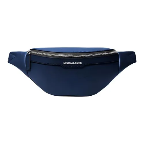 MICHAEL KORS MK Cooper Cow Leather Patchwork With Fabric Fanny Pack Small Size Men's Marine Blue