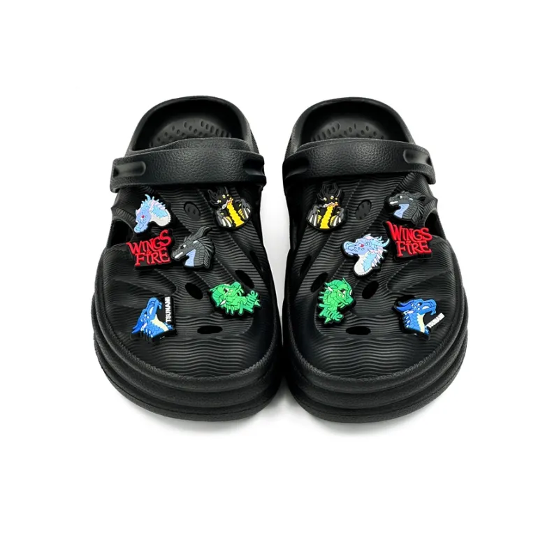 OUBT Dragon Pattern Upper Design Clogs Men's Black-2